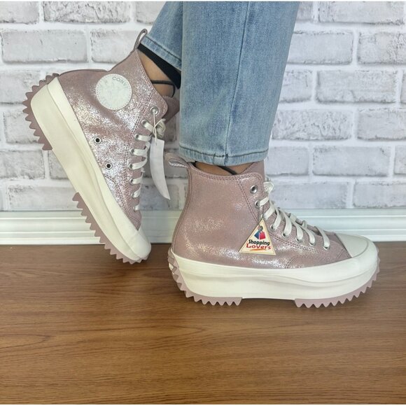 ⭐Converse Run Star Hike Hi Platform Glitter 8.5 Women Shoes Sneaker Pink A11578C - Picture 2 of 12